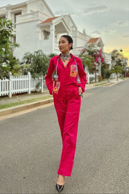 Pink love Embroidered Coord Set