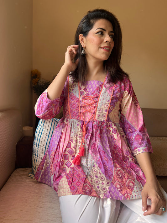 Printed Ethnic Pure Cotton Top