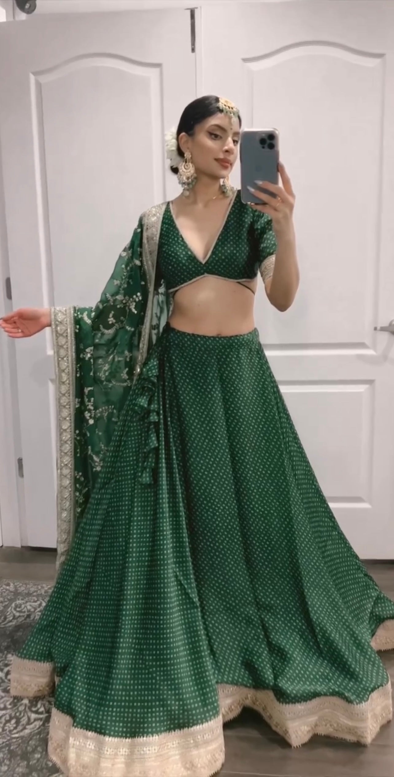 Bandhej Lehenga with Zari Dupatta