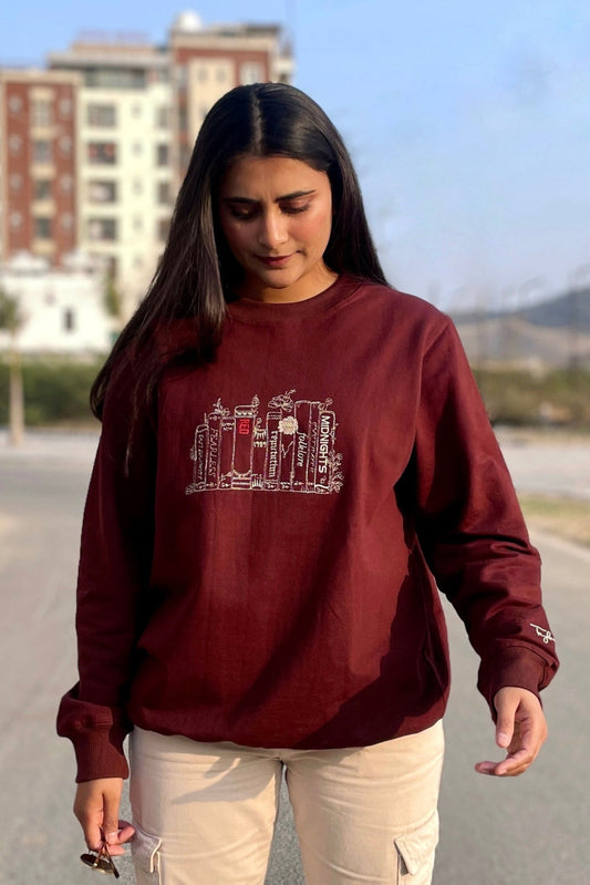Taylor Swift Album Collection Embroidered Dark Brown Sweatshirt
