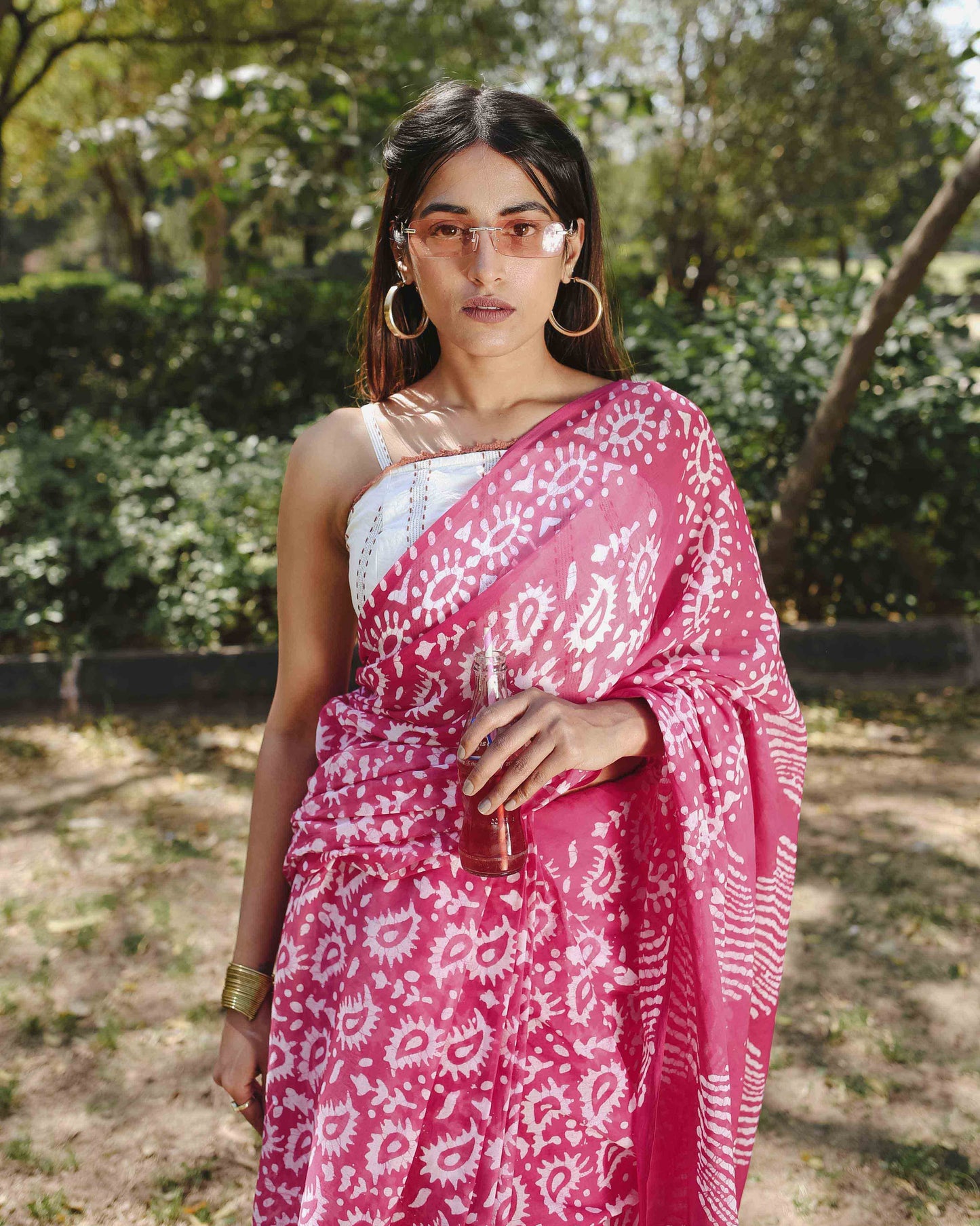 Pink Swirl - Batik Pure Mulmul Cotton Saree