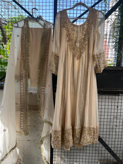 Gotta Patti Light Golden Anarkali Set