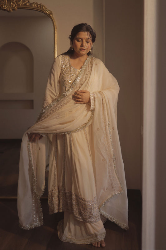 Gotta Patti Light Golden Anarkali Set