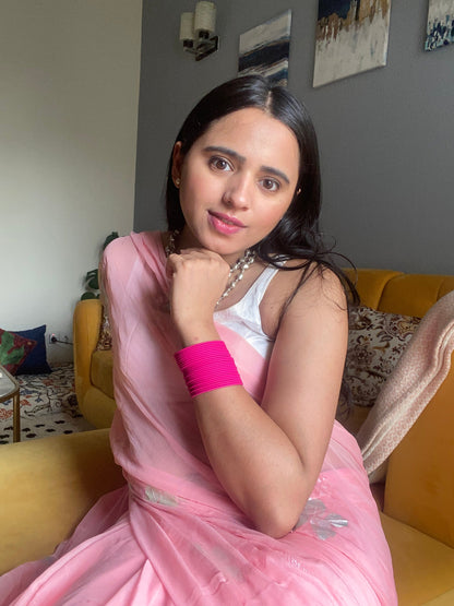 Gulabo - Handpainted Ready To Wear Chiffon Saree