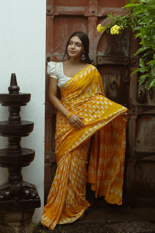 Ammiya Handblock Natural Dye - Mul Cotton Saree