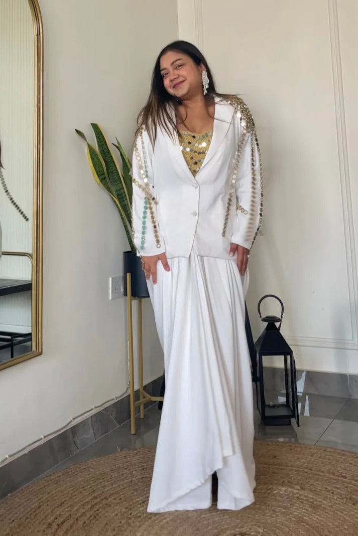 Mirror Work Dhoti Skirt Co-ord Set