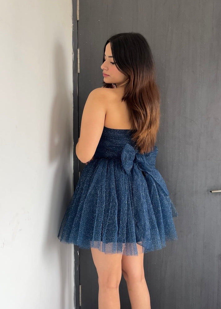 Shimmer Bow Short Dress