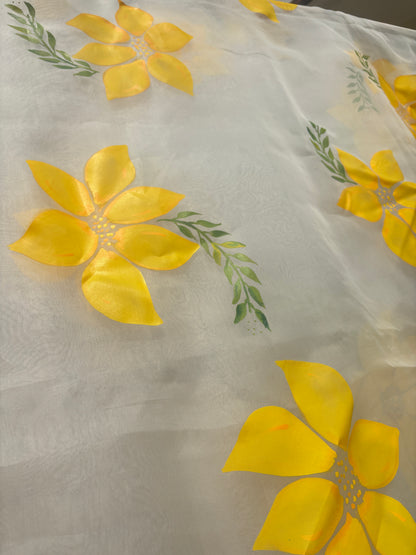 Lemon Breeze Handpainted Saree
