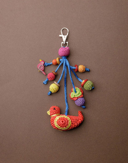 Boho Bag Key Chain - Bird Charm