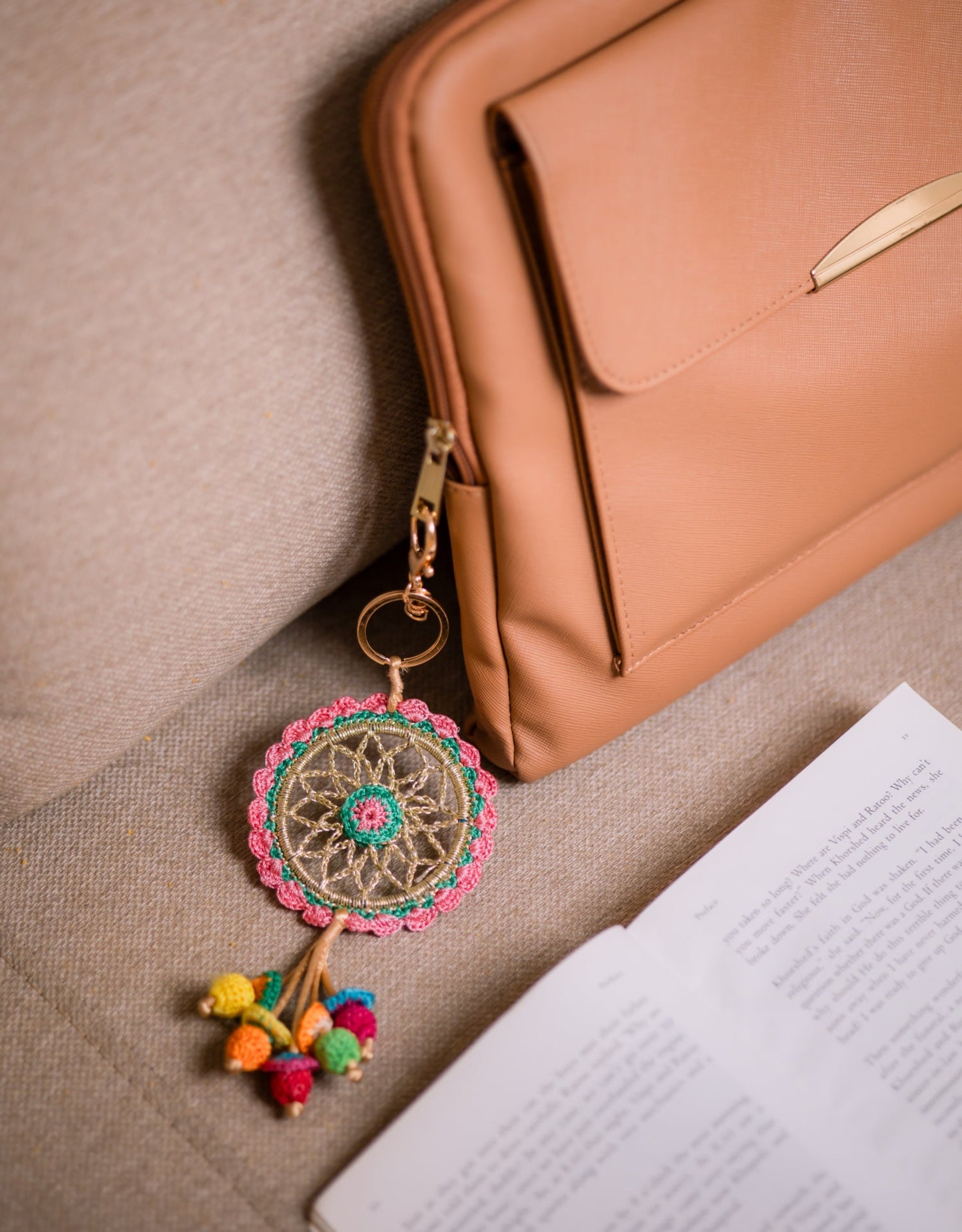 Boho Bag Charm - Handcrafted Dreamcatcher