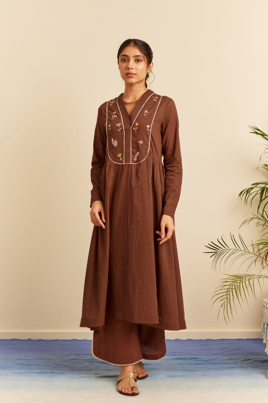 Avni Brown Cotton Kurta Set