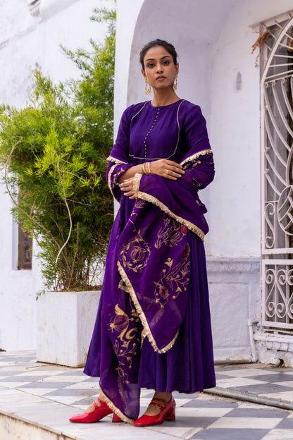 Ujjwala Purple Crepe & Organza Anarkali Set