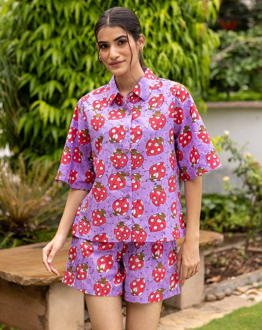 Love Bug Shortees - Soft Cotton Shirt & Shorts Set