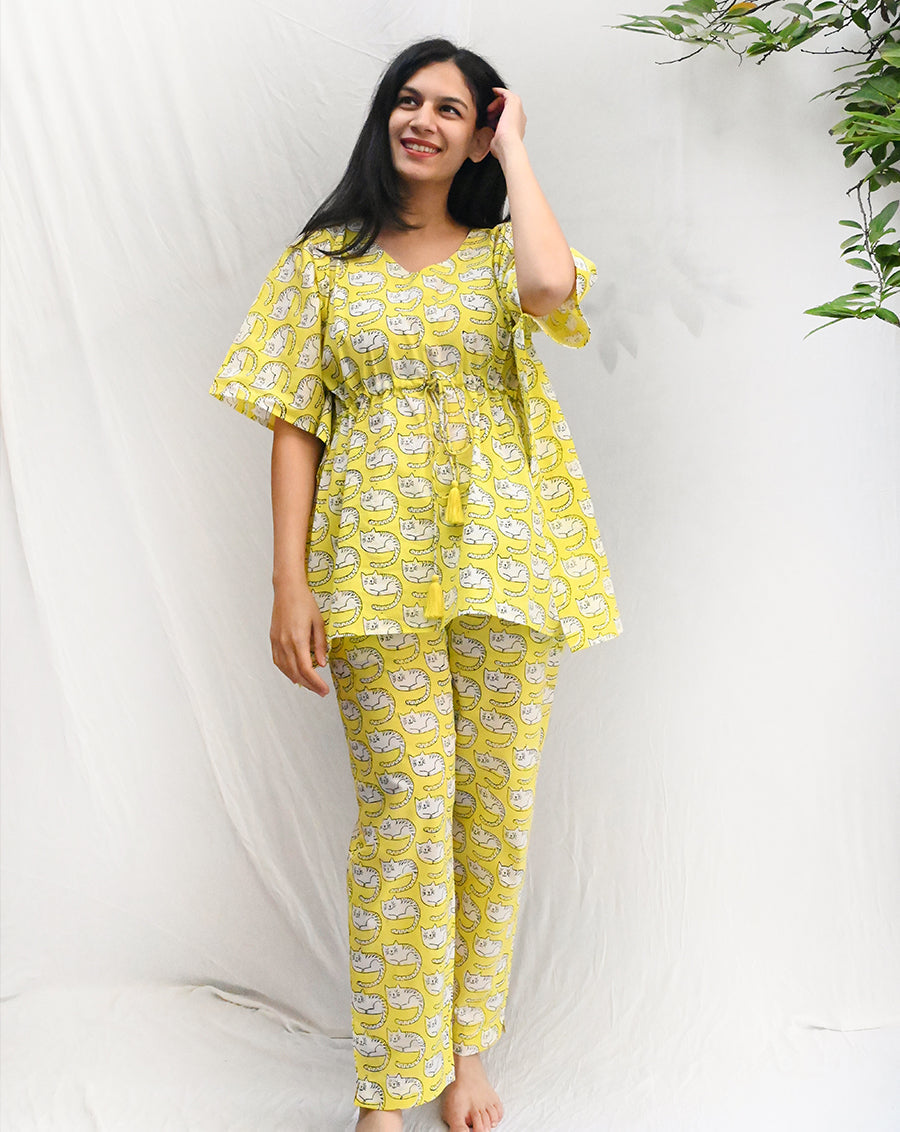 Meow Chill Jams Cotton Co-ord Set