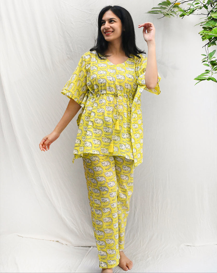 Meow Chill Jams Cotton Co-ord Set