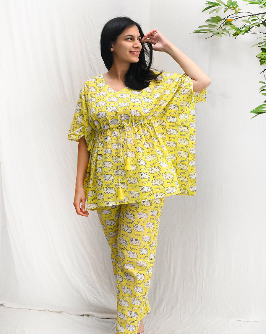 Meow Chill Jams Cotton Co-ord Set