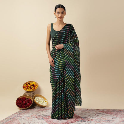 Mosaic Leheriya Tie-dye Mulmul Cotton Saree