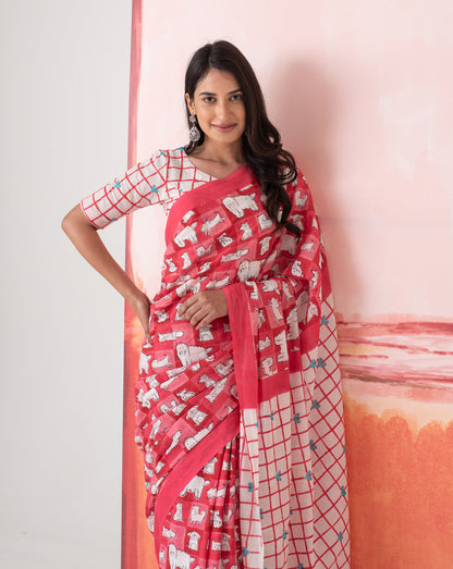 Mumtaaz's Woof - Dog Motif Mul Cotton Saree