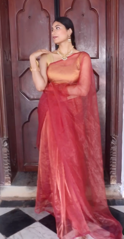 Honey Wine Semi Organza Saree