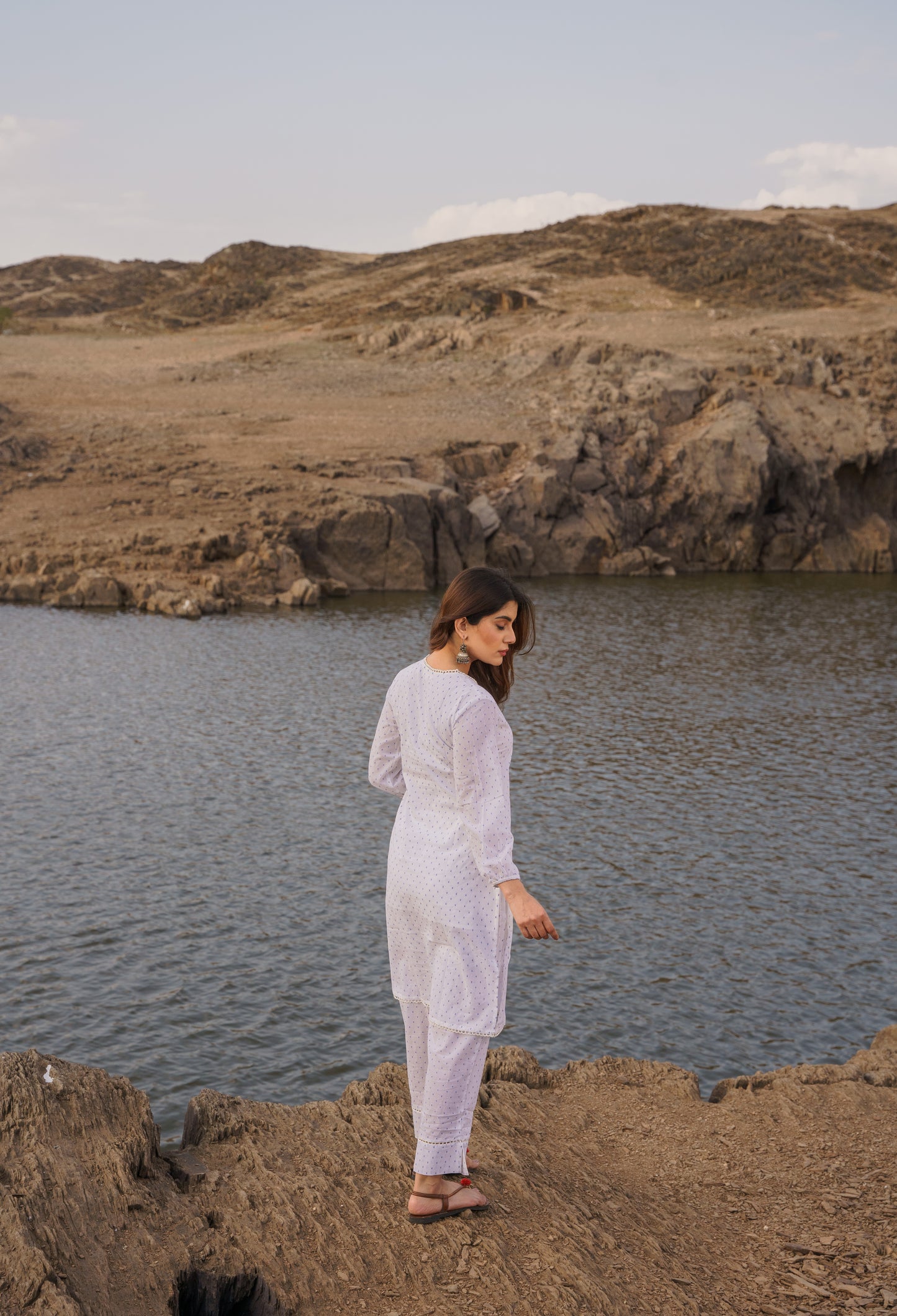 Noor Off-white Swiss Dot Cotton Co-ord Set