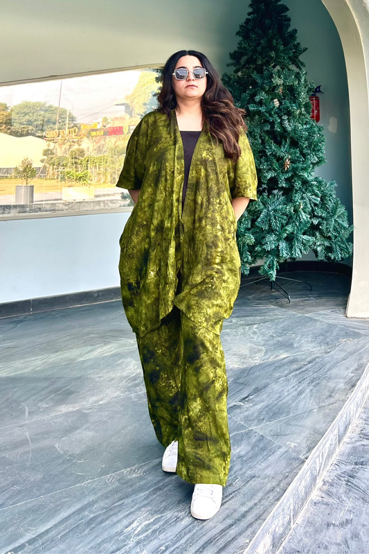 Green Ocean Shrug-Trouser Set