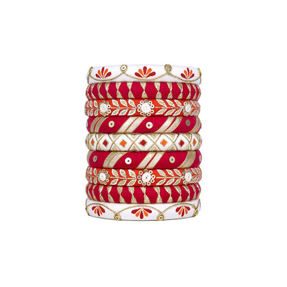 Anokhi Red & White Bangle Set