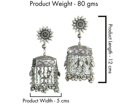 Shayra Silver Oxide Jhumkas