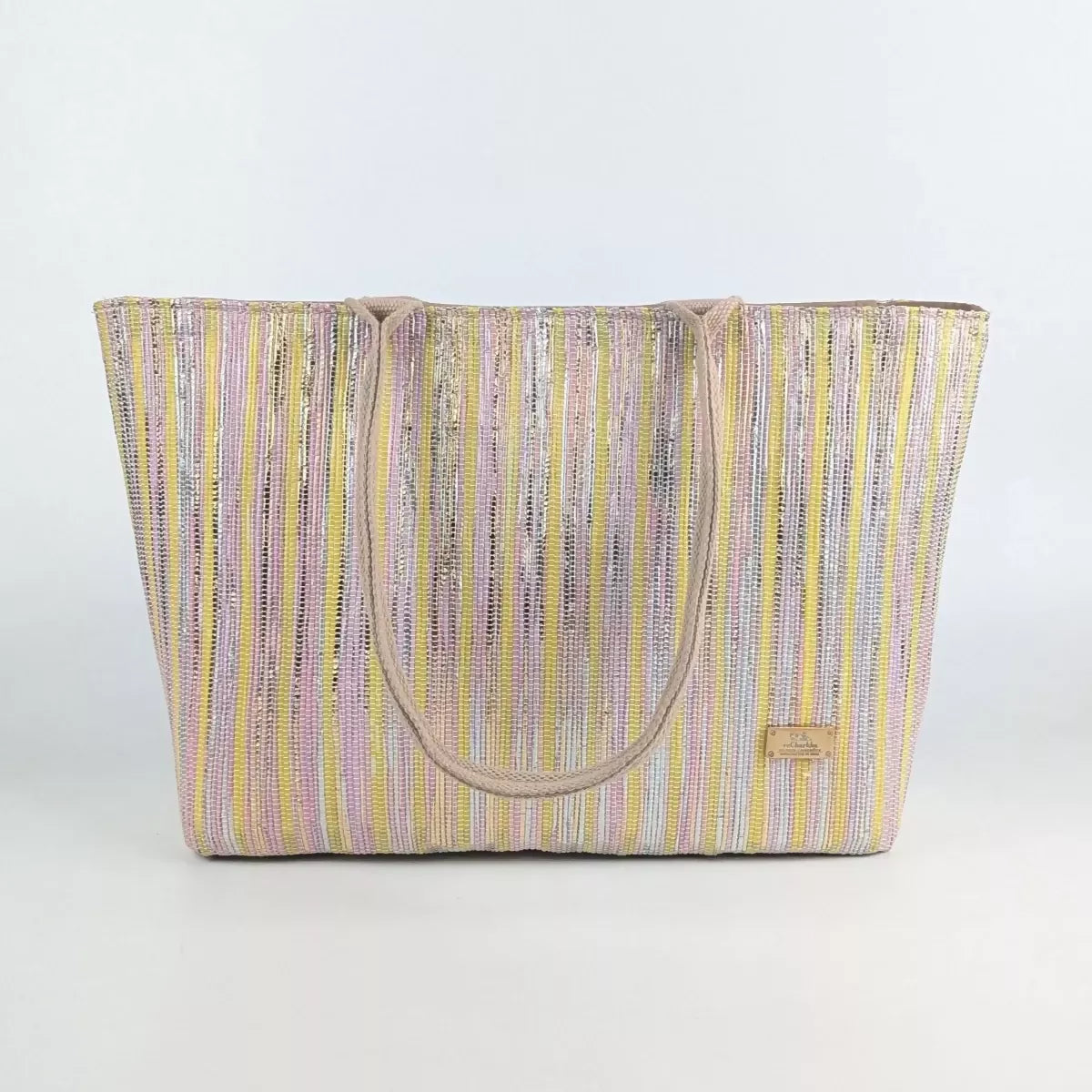 Pink-Gold_with_Yellow_stripes_Upcycled_Handwoven_Office_Tote_OT0225-009