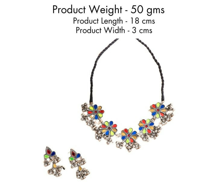 Posham Multicolor Necklace & Earring Set