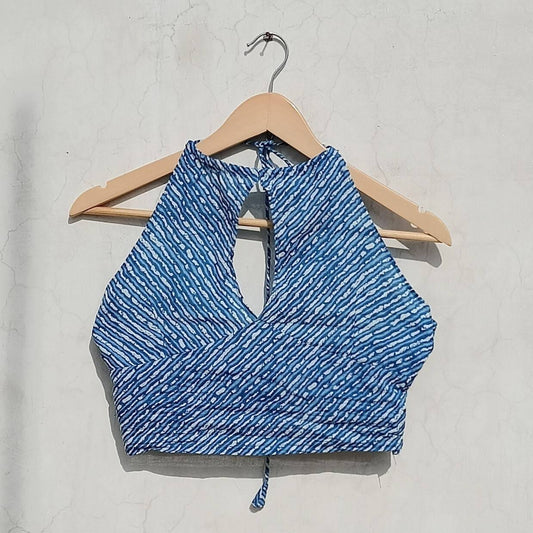 Blue Cotton Lehariya Top