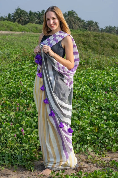Bamboo Cotton Stripe Saree