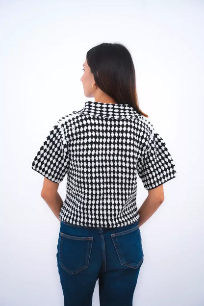 Adam Black and White Checkered Crochet Shirt