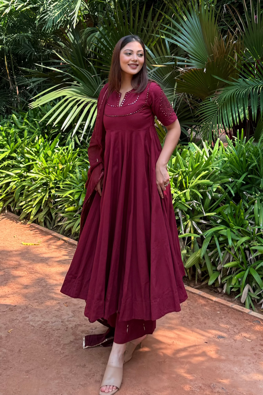 Rani Organic Cotton Anarkali Kurta Set