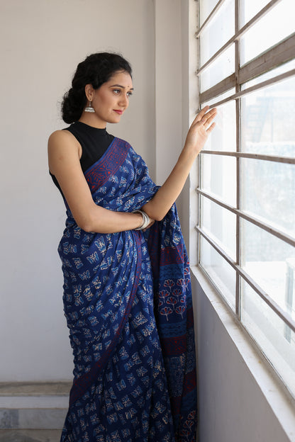 Butterflies Hand Block Print Saree