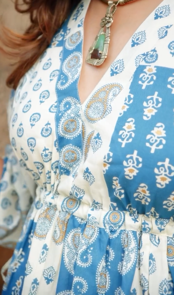 Off White Printed Cotton Dress