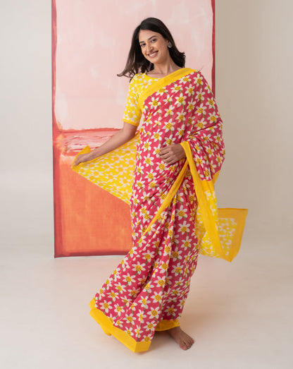 Sharmila's Daffodil Mul Cotton Saree