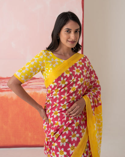Sharmila's Daffodil Mul Cotton Saree