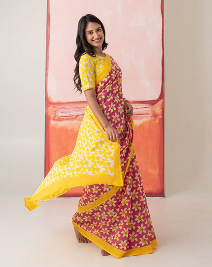 Sharmila's Daffodil Mul Cotton Saree