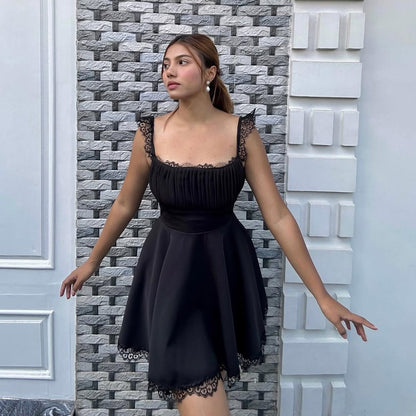 Lacy Milkmaid Crape Dress
