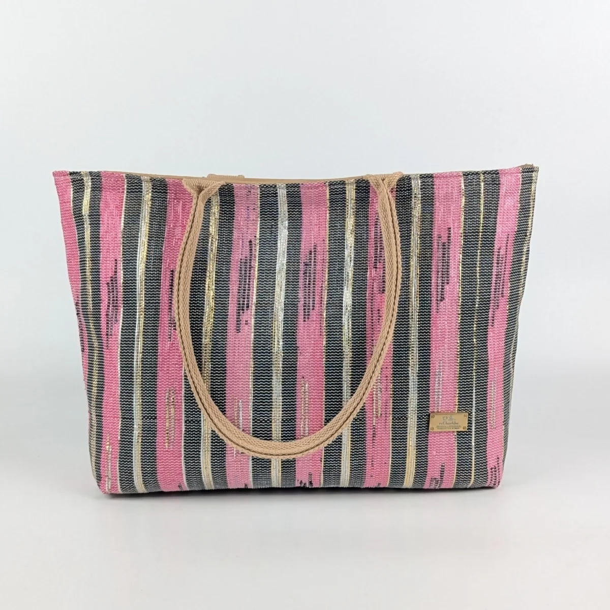 Shimmery_Golden_Pink_Black_Upcycled_Handwoven_Designer_Office_Tote_OTD1224-003_PS_W