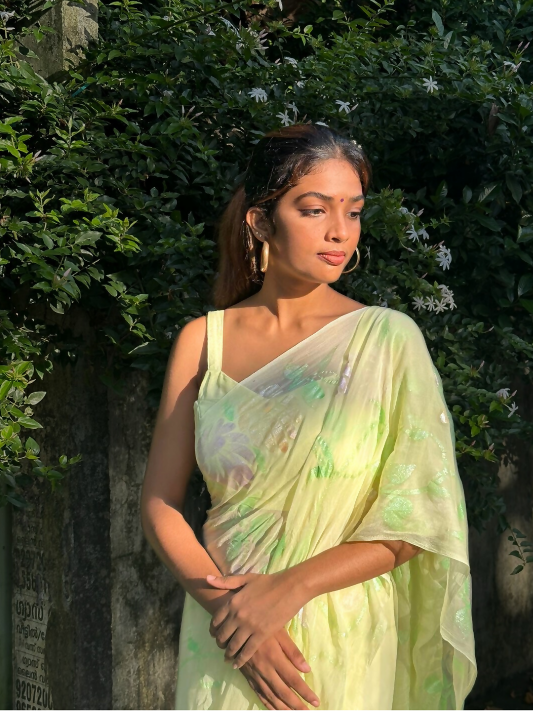 Gulabo - Handpainted Ready To Wear Chiffon Saree
