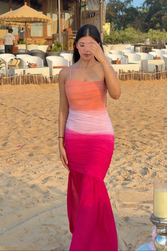 Pink Lycra Ombre Dress