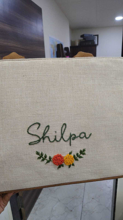 Marigold Hand Embroidery Tote Bag