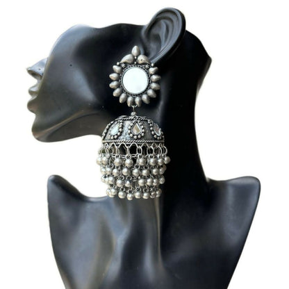 Piyali Silver Oxide Jhumkas