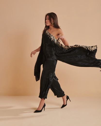 Ohana Black Silk Co-ord Set