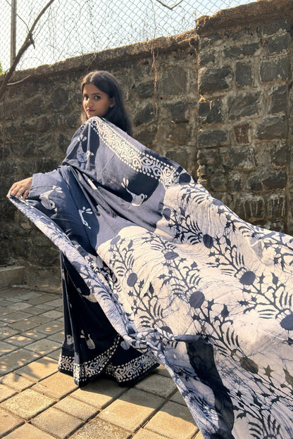 Bird Song Cotton Instantwear Pocket Saree