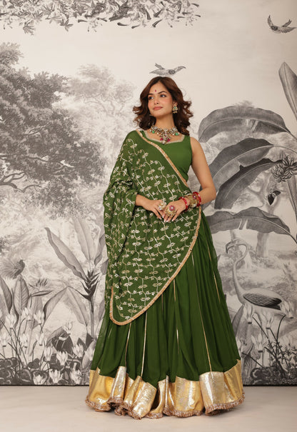 Purvai Gota Work Georgette Lehenga