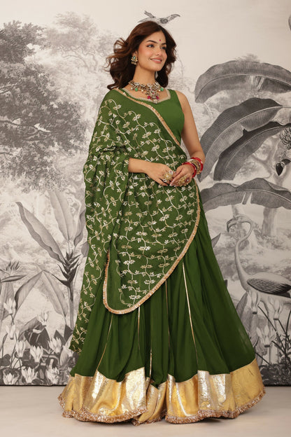Purvai Gota Work Georgette Lehenga