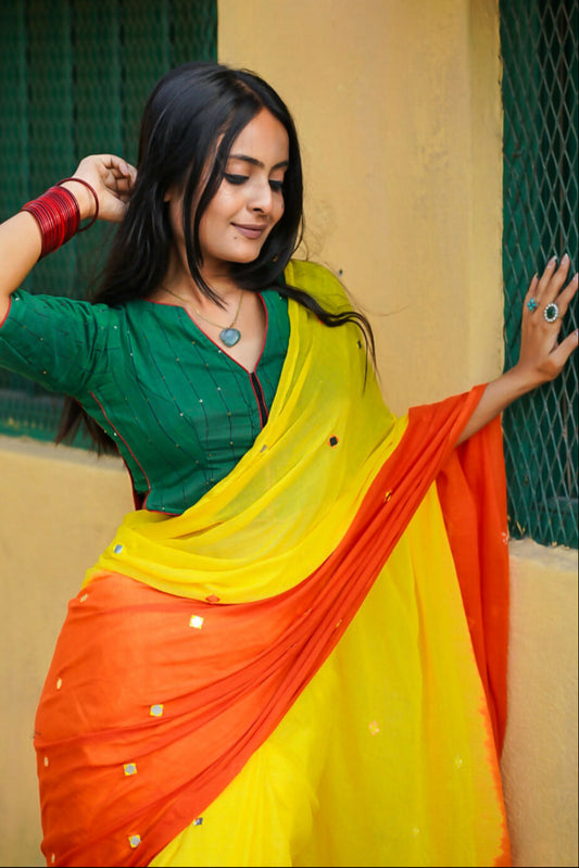 Yellow the Queen Mulmul Saree