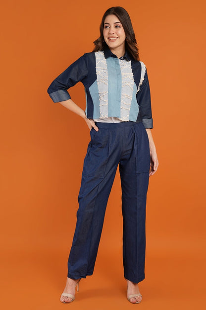 Denim Stripe Crop Coord Set